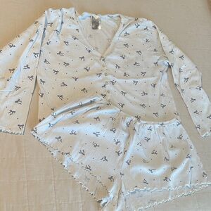 H&M White and Navy Pajama Set
